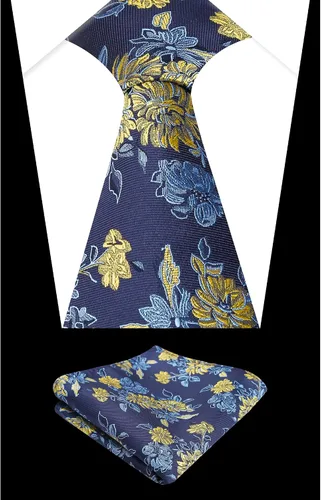 Vista 92 de Alizeal Mens 3.15inches Leaf Flower Pattern Tie with Floral Pocket Square Set