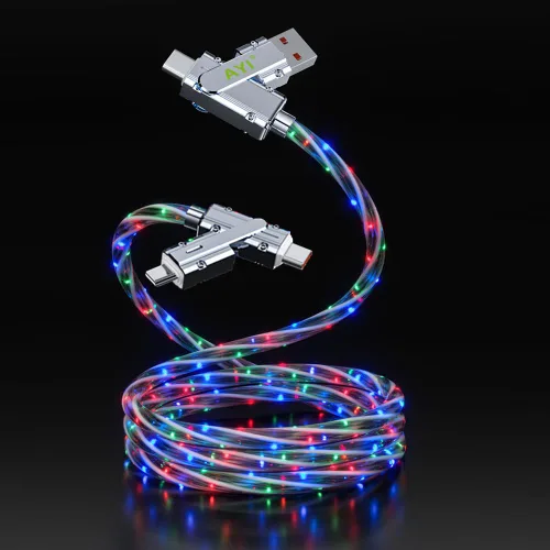 Vista 30 de AYI 3 combinaciones de múltiples puertos USB A a USBC Micro PD cable de carga rápida iluminado flujo de corriente compatible con casi todos