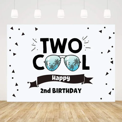 Vista 2 de MEHOFOND Fondo con temática de dos lentes de sol geniales para decoración de fiesta de segundo cumpleaños, pancarta de fondo de fotografía para mesa