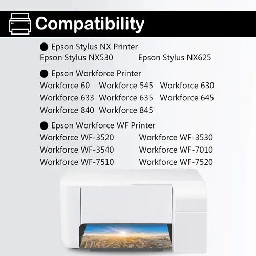 Vista 2 de Paquete de 4 cartuchos de tinta de repuesto T127 para Epson 127 T127 uso para Workforce 545 845 645 WF-3540 WF-3520 WF-7010 WF-7510 WF-7520 NX530