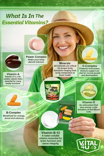 Vista 5 de VITAL 4U® Vitamin Essentials - Multivitamínico diario para hombres y mujeres, apoyo inmunológico, fórmula multimineral, 30 porciones