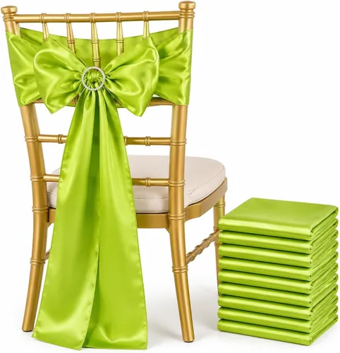 Vista 28 de Bandas de satén para silla, elegantes de alta calidad, 6 x 108 pulgadas, perfectas para bodas, fiestas y eventos