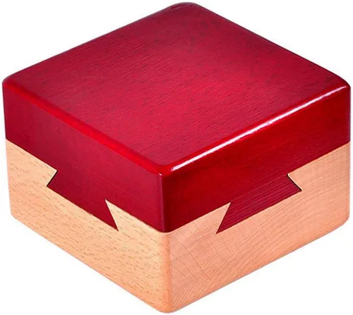 Vista 7 de DC-BEAUTIFUL Caja mágica de madera, caja de regalo secreta rosa, caja de rompecabezas imposible para cumpleaños y San Valentín Small Rosa