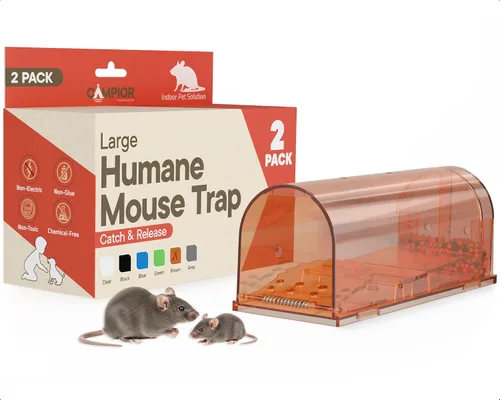 Vista 10 de Trampa para ratones humana gris paquete de 2, trampas para ratones vivos que atrapan y liberan para interiores y exteriores, seguras para mascotas