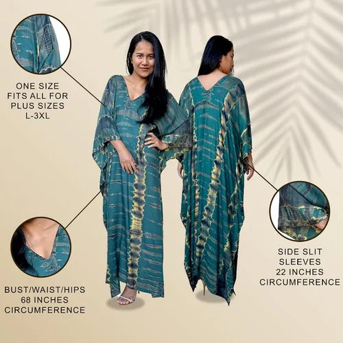 Vista 5 de Vestidos caftán hechos a mano en talla grande para mujer, vestido de gran tamaño teñido anudado, salida de baño para vacaciones y salidas nocturnas