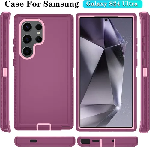 Vista 57 de ONOLA Funda compatible con Samsung Galaxy S24 Ultra con protector de pantalla HD, resistente a los golpes y a las caídas, funda de 3 capas