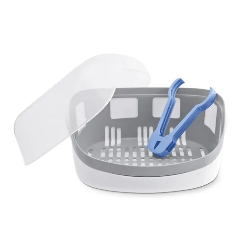 Vista 2 de Esterilizador de vapor para microondas: elimina el 99.9% de la suciedad de forma rápida y natural con el poder del vapor, blanco/gris
