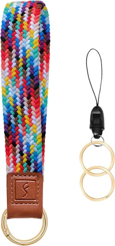 Vista 23 de Fishent Llavero elástico, bonito llavero de pulsera, cordón de muñeca tejido mejorado para llaves, llaveros para mujeres y hombres, llaves