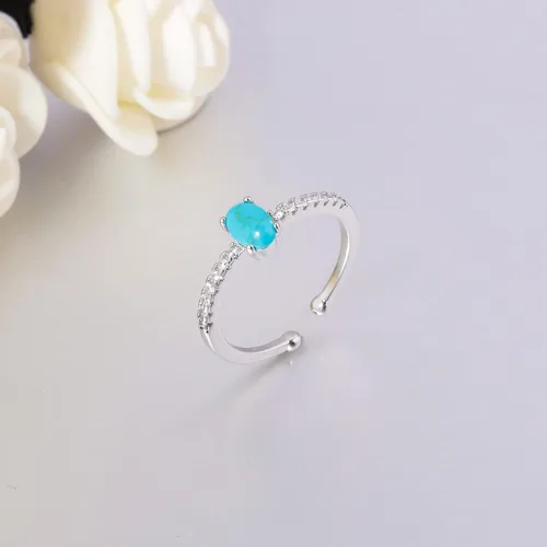 Vista 4 de CiNily Anillo de oro rosa de 14 quilates chapado en oro rosa turquesa ajustable para mujeres, adolescentes y niñas