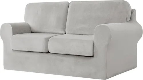 Vista 81 de UNBBRRL Fundas de sofá de 3 piezas para sofá, funda de terciopelo elástico para sillón con 1 funda de cojín de asiento y 1 funda de respaldo