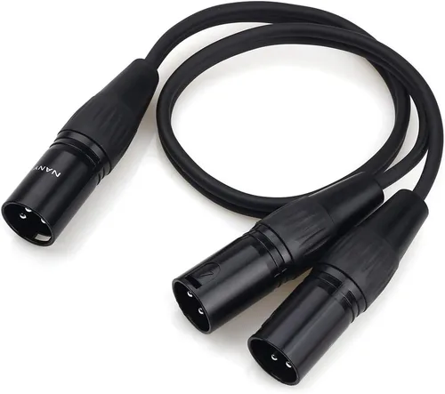 Vista 10 de NANYI XLR cable de micrófono macho a macho, cable de conexión de 3 pines, 1.6 pies 3-pin XLR male to male patch cable; 1.6ft; 25AWG OFC; copper
