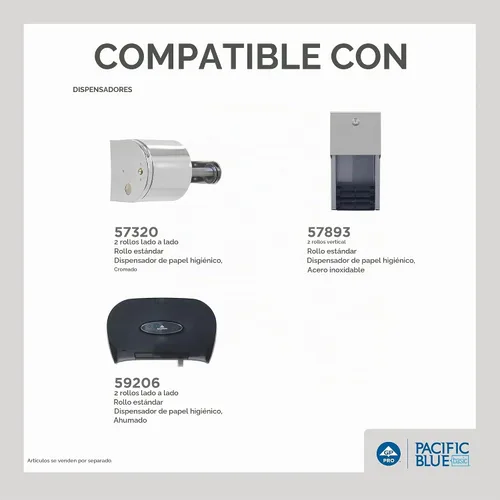 Vista 6 de Papel higiénico Pacific Blue Basic de 1 capa (anteriormente con la marca Envision), 14448/01, 1,500 hojas por rollo, 48 rollos por caja