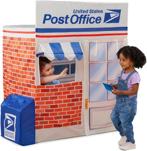 Vista 13 de Kid Trax USPS - Tienda de campaña desplegable Cape Cod Pretend de oficina de correos, juguetes para niños, carpas interiores para niños, juguetes