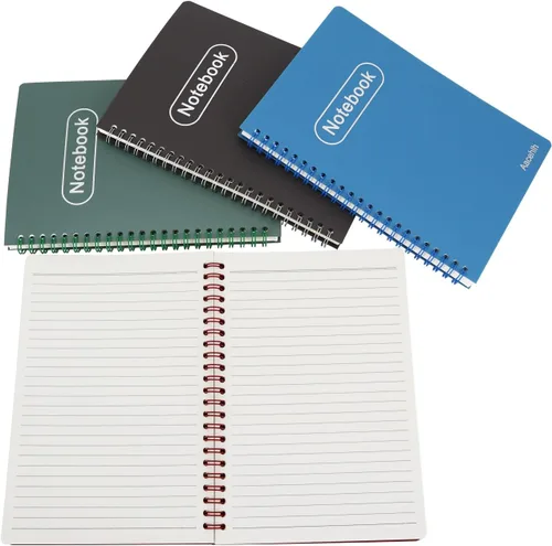 Vista 5 de Juego de 4 cuadernos en espiral, tamaño A5, 5.7 x 8.3 pulgadas, 80 hojas por cuaderno, diarios de escritura para trabajo, oficina y suministros