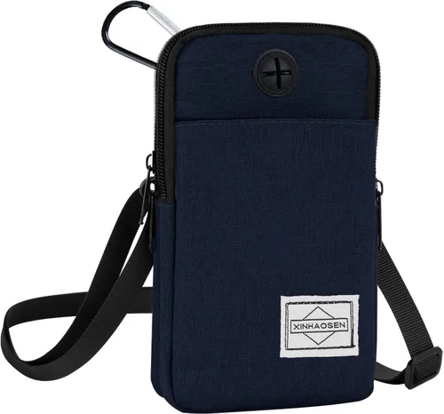 Vista 9 de HOTEMIA Bolso para teléfono móvil, paquete de cintura, bolsa bandolera de viaje, brazalete deportivo para el brazo con correa para el hombro Negro