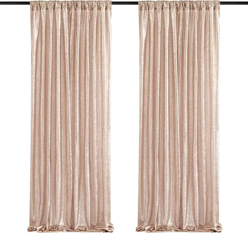Vista 70 de Cortinas de fondo de lentejuelas con purpurina azul bebé, 2 piezas de 2 x 8 pies, telón de fondo de fiesta de baby shower para niños, hermosas