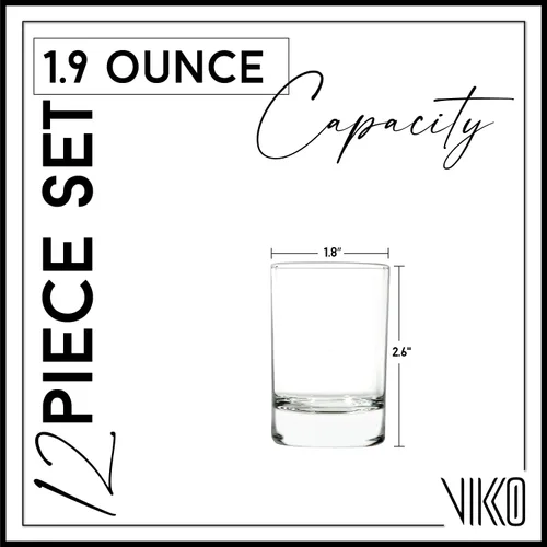 Vista 4 de Vikko Vasos de chupito de 1.9 onzas, juego de 12 vasos pequeños de licor y alcohol, vasos de barra de tequila duraderos para bebidas alcohólicas