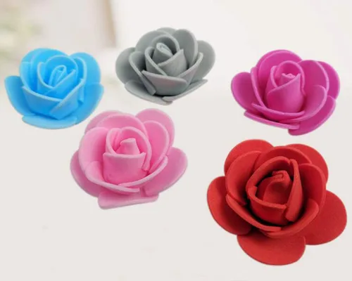 Vista 2 de 500 piezas de mini cabezas de rosas artificiales de espuma de polietileno, flores artificiales hechas a mano, ramo de novia de boda, decoración