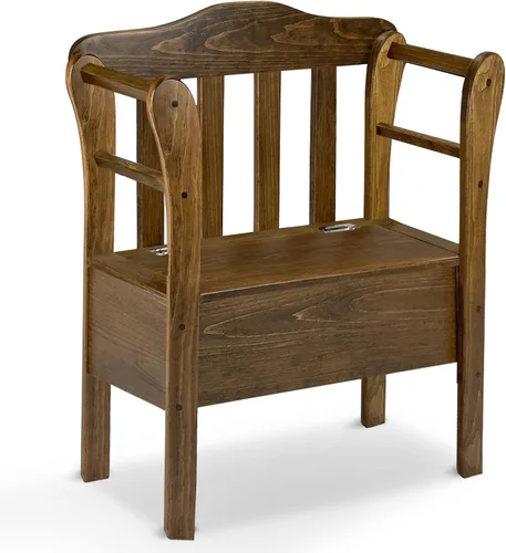 Vista 11 de Peaceful Classics Banco de almacenamiento de entrada de madera, negro