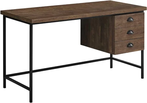 Vista 7 de Monarch Specialties Escritorio industrial para computadora con 3 cajones, marco de metal, mesa de estudio rectangular para laptop, 55 pulgadas