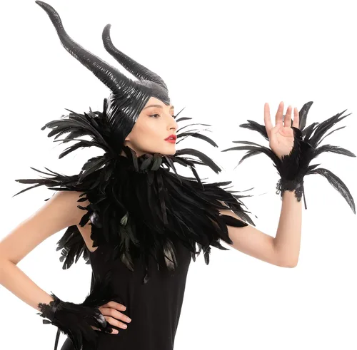 Vista 7 de Spooktacular Creations Black Evil Queen Accessories Set for Halloween Cosplay Party Gothic Crow Costume