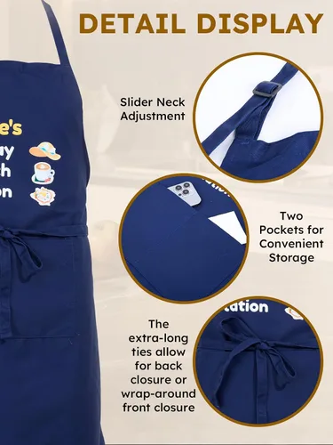 Vista 5 de Delantales personalizados para hombres y mujeres con bolsillos, paquete de 5 a 500 unidades, delantales ajustables personalizados