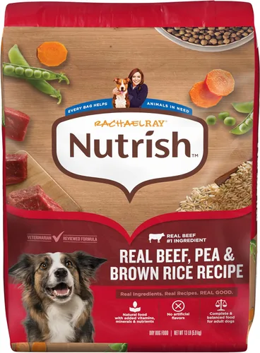 Vista 11 de Nutrish Rachael Ray - Alimento seco para perros adultos, receta de carne de res, guisantes y arroz integral, bolsa de 5 libras