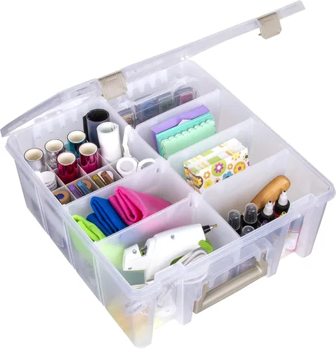 Vista 3 de ArtBin 6993SP Super Satchel Double Deep con bandeja de accesorios para manualidades en papel, transparente, 1 bolsa y 1 bandeja