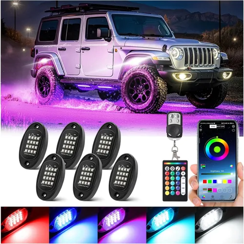 Vista 10 de 6 cápsulas de luces LED de aleación para UTV, ATV, carrito de golf, camioneta RZR todoterreno, kit de neón RGB multicolor impermeable actualizado