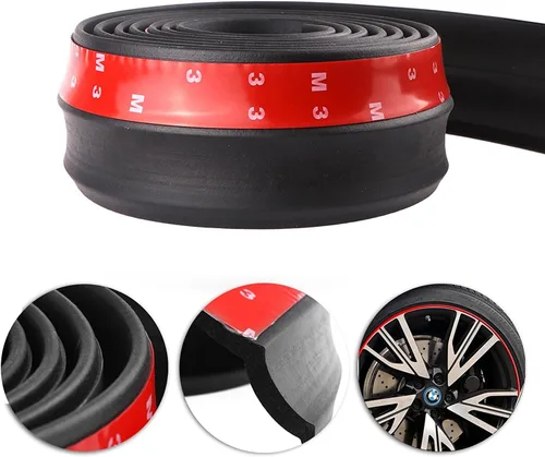 Vista 2 de Protector de goma para parachoques delantero universal de auto, alerón de 2.5M/8.2 pies, divisor de borde, protector de falda de carrocería (Negro)