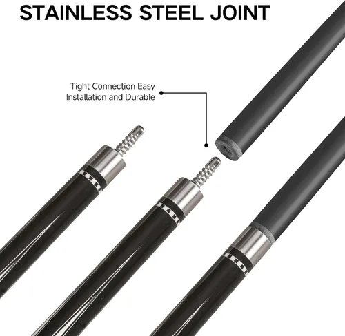 Vista 3 de HomeSeason Carbon Fiber Pool Cue 58" with Leather Bag Extender Extension Rod Professional Pool Stick 4-Layer Tip Low Deflection Cue Stick, 3 *