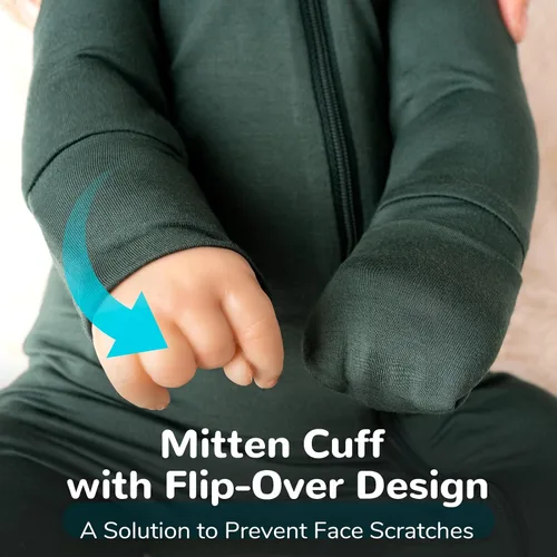 Vista 4 de SnuggleFlex - Pijama con pies para bebé con puños de manopla, rayón de bambú suave