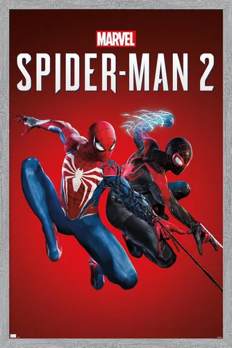 Vista 15 de Trends International Marvel's Spider-Man 2 - Póster de pared de arte con llave, 22.4 pulgadas de largo x 14.7 pulgadas, versión enmarcada de madera