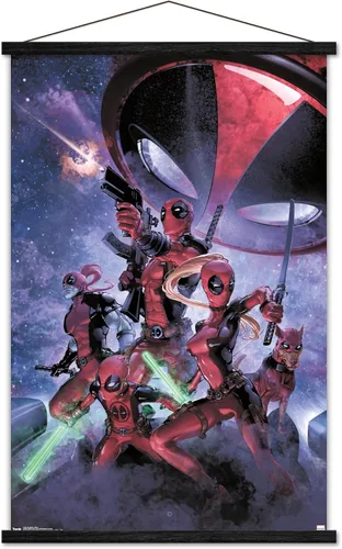 Vista 8 de Trends International Marvel Comics-Deadpool - Póster de pared familiar con marco magnético de madera, 22.375 x 34 pulgadas, impresión premium