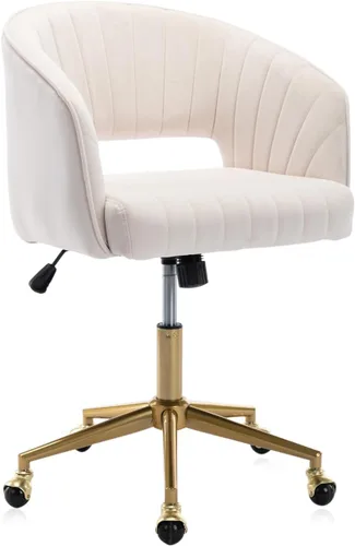 Vista 8 de Silla de escritorio de oficina de terciopelo, moderna silla de escritorio ajustable para el hogar con ruedas, silla giratoria para dormitorio