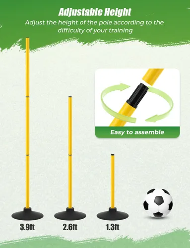 Vista 7 de GHB Postes de Agilidad Paquete de 4 de 50" Postes de Entrenamiento de Fútbol Deportivo, Equipo de Entrenamiento de Velocidad Desmontable Accesorios