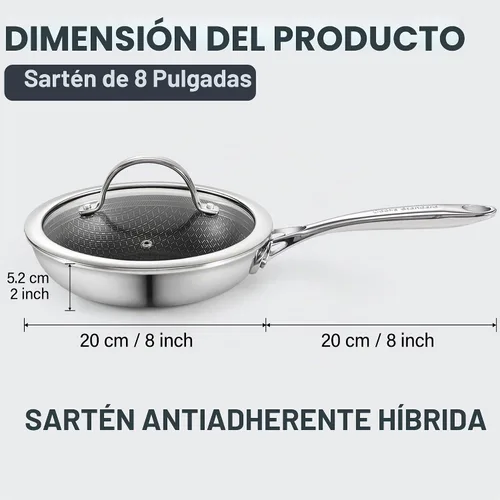 Vista 2 de Cooks Sartén híbrida híbrida de acero inoxidable estándar de 8 pulgadas