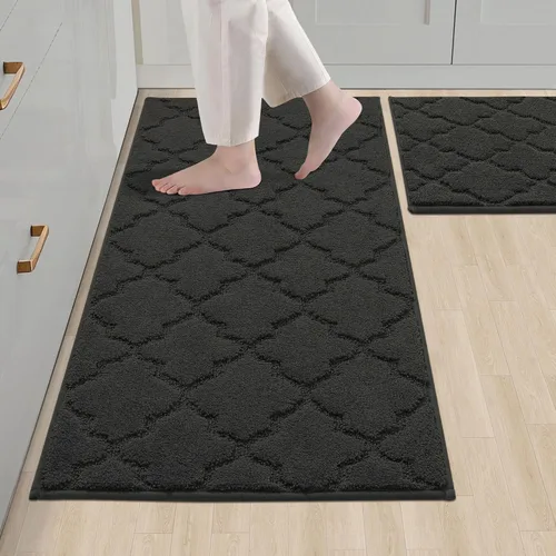 Vista 33 de COSY HOMEER Alfombras suaves de cocina [2 piezas] para el frente del fregadero súper absorbentes, tapetes y tapetes de cocina de 20 x 30 pulgadas/20