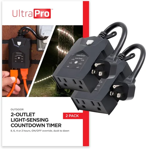 Vista 11 de UltraPro Sensor de Atardecer a Amanecer para Exteriores, Temporizador de Luz de Doble Toma, Cuenta Regresiva de 8/6/4/2 Horas, Resistente a