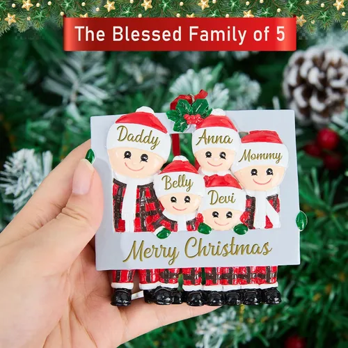 Vista 2 de Adornos de Navidad personalizados Firelace con nombre grabado de resina para árbol de Navidad, regalos para niños, Acción de Gracias, decoración