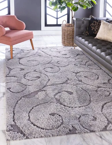 Vista 15 de Unique Loom colección Floral Shag - Alfombra de área tallada, 2 pies x 6 pies y 7 pulgadas, color marrón