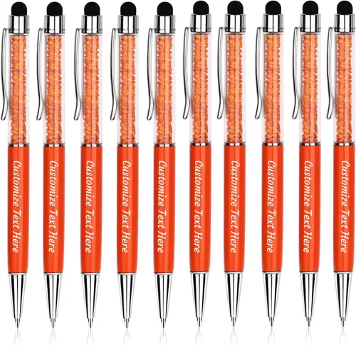 Vista 15 de Bolígrafos personalizados – Bolígrafos de cristal personalizados con tinta negra – Lápiz capacitivo personalizado a granel con tu nombre o masaje