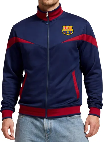 Vista 14 de Icon Sports Chaqueta deportiva de fútbol con licencia oficial del FC Barcelona, unisex para adultos
