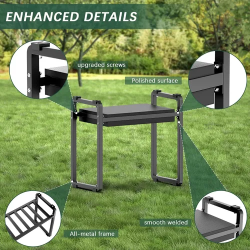 Vista 6 de FLINTER Rodillero y asiento de jardín más amplio, banco de jardinería grueso resistente para arrodillarse y sentarse, rodillas de jardín