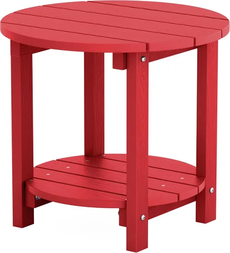 Vista 7 de YEFU Adirondack - Mesa auxiliar doble para exteriores, de 18 pulgadas, mesa auxiliar de madera de polietileno, resistente a la intemperie para Negro