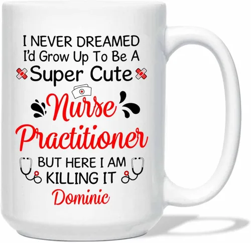 Vista 8 de Taza de enfermera practicante con nombre personalizado, regalo NP, taza de café para estudiante de enfermería, regalo médico personalizado