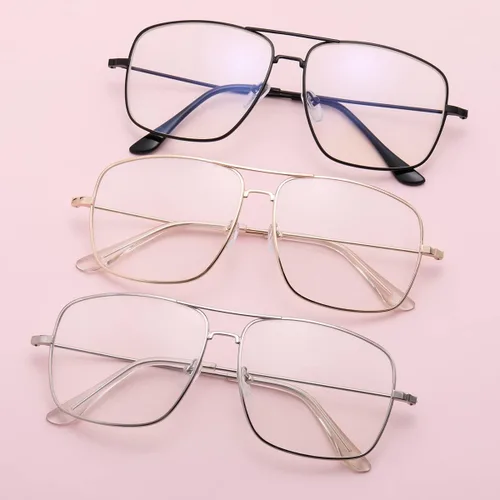 Vista 5 de D Lolylad Non Prescription Glasses - Classic Square Clear Lens Metal Frame for Men Women