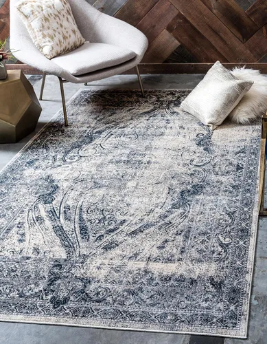 Vista 20 de Unique Loom Chateau Collection - Alfombra de área Wilson (2' 2" x 6' 9", alfombra de pasillo, azul oscuro/gris)