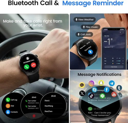 Vista 5 de Reloj inteligente de salud para mujeres y hombres, reloj de seguimiento de actividad física con pantalla de 1.43 pulgadas con frecuencia cardíaca