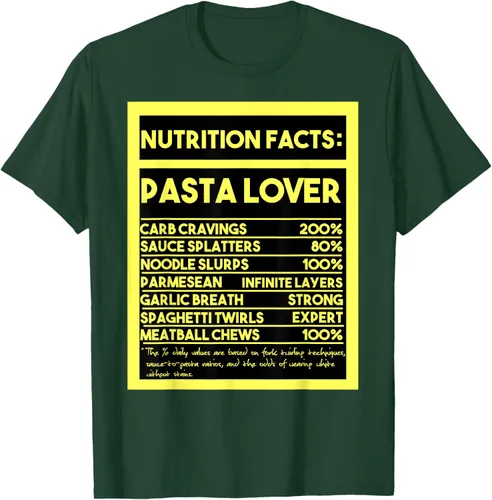 Vista 62 de Pasta Lover Nutrition Facts: The Ultimate Carb Connoisseur's T-Shirt Negro